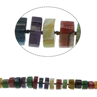 Natürliche Regenbogen Achat Perlen, facettierte, gemischte Farben, 12x12mm-34x16mm, Bohrung:ca. 1mm, ca. 36PCs/Strang, verkauft per ca. 19.6 ZollInch Strang