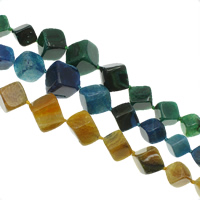Natural Crackle Agate Beads, Cube, graduated beads, more colors for choice, 16x16x10mm-37x37x24mm, Hole:Approx 1mm, Approx 21PCs/Strand, Sold Per Approx 20 Inch Strand