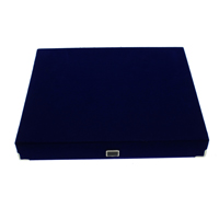 Boîtes à collier en velours, velours de coton, avec carton & laiton, rectangle, bleu, 230x195x35mm, 10PC/sac, Vendu par sac