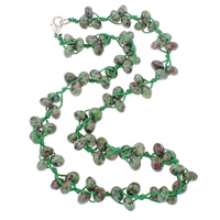 Rubis en Zoïsite collier, avec corde en nylon, Alliage de zinc fermoir homard, rondelle, 8x5mm, Vendu par Environ 19.5 pouce brin