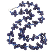 Lapis Necklace, with Nylon Cord, Tibetan Style lobster clasp, Rondelle, 8x5mm, Sold Per Approx 19.5 Inch Strand