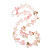 Cherry Quartz Necklace with Nylon Cord zinc alloy lobster clasp Rondelle Sold Per Approx 19.5 Inch Strand