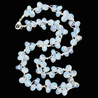 Морской опал ожерелье, с Нейлоновый шнурок, цинковый сплав Замок-карабин, Круглая форма, 8x5mm, Продан через Приблизительно 19.5 дюймовый Strand