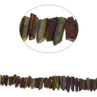 Natural Plating Quartz Beads, plated, 20x7x9mm-48x9x13mm, Hole:Approx 1mm, Approx 42PCs/Strand, Sold Per Approx 15.7 Inch Strand