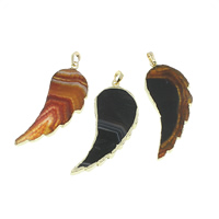 Mixed Agate Pendant, with Brass, gold color plated, 30x58x6mm, Hole:Approx 5x7mm, 3PCs/Bag, Sold By Bag