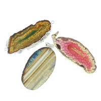 Ice Quartz Agate Pendant, with Brass, platinum color plated, mixed, 30x52x4mm, 44x94x4mm, Hole:Approx 5x8mm, 10PCs/Bag, Sold By Bag
