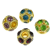 Rhinestone Brass Beads Drum plated with rhinestone & large hole & hollow nickel lead & cadmium free Approx 4mm Sold By Lot
