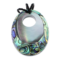 Natural Abalone Shell Pendants with Black Shell & Glass Seed Beads & Resin Flat Oval mosaic Approx 10mm Sold By PC