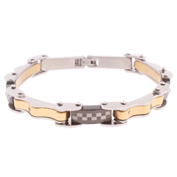 Stainless Steel smycken Armband, ROSTFRITT STÅL, plated, flerfärgad, 6x25x5mm, Såld Per Ca 7.5 inch Strand