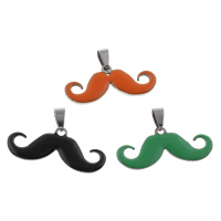 Stainless Steel Pendants, Mustache, enamel, more colors for choice, 41x18x2mm, Hole:Approx 4x8mm, 10PCs/Bag, Sold By Bag