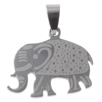 Stainless Steel Animal Pendants, Elephant, original color, 28x23x1.50mm, Hole:Approx 4x8mm, 10PCs/Bag, Sold By Bag