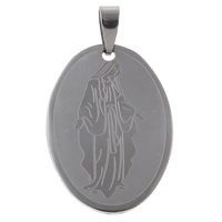 Stainless Steel Pendants, Flat Oval, Christian Jewelry, original color, 25x35x2mm, Hole:Approx 4x8mm, 10PCs/Bag, Sold By Bag