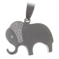 Stainless Steel Animal Pendants, Elephant, original color, 25x21x1.50mm, Hole:Approx 4x8mm, 10PCs/Bag, Sold By Bag