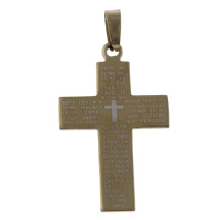 Stainless Steel Cross Pendants gold color plated Christian Jewelry & with letter pattern Approx Sold By Bag