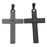Stainless Steel Cross Pendants, plated, Christian Jewelry & with letter pattern, more colors for choice, 30x52x1.50mm, Hole:Approx 4x8mm, 10PCs/Bag, Sold By Bag