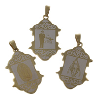 Stainless Steel Pendants gold color plated Christian Jewelry Approx Sold By Bag