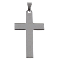 Stainless Steel Cross Pendants, original color, 30x52x1.50mm, Hole:Approx 4x8mm, 10PCs/Bag, Sold By Bag
