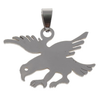 Stainless Steel Animal Pendants, Eagle, original color, 26x35mm, Hole:Approx 4x8mm, 10PCs/Bag, Sold By Bag