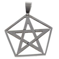 Stainless Steel Pendants, Star, original color, 32x31x1.50mm, Hole:Approx 4x8mm, 10PCs/Bag, Sold By Bag