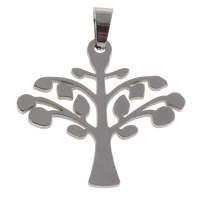 Pendentif arbre de vie, acier inoxydable, couleur originale, 32x30x1.50mm, Trou:Environ 4x8mm, 10PC/sac, Vendu par sac