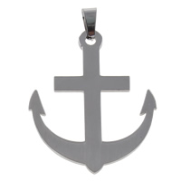 Stainless Steel Pendants, Anchor, nautical pattern, original color, 33x40x1.50mm, Hole:Approx 5x9mm, 10PCs/Bag, Sold By Bag