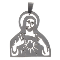 Stainless Steel Pendants, Crucifix, Christian Jewelry, original color, 30.50x37.50x1.50mm, Hole:Approx 5x9mm, 10PCs/Bag, Sold By Bag