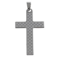 Stainless Steel Cross Pendants, original color, 30x52x1.50mm, Hole:Approx 5x9mm, 10PCs/Bag, Sold By Bag