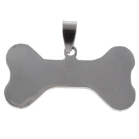 Stainless Steel Pendants, Dog Bone, original color, 39.50x23x1.50mm, Hole:Approx 5x9mm, 10PCs/Bag, Sold By Bag