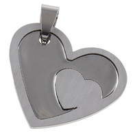 Stainless Steel Heart Pendants, original color, 30x26x1.50mm, Hole:Approx 5x9mm, 10PCs/Bag, Sold By Bag