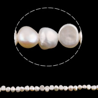 Barock kultivierten Süßwassersee Perlen, Natürliche kultivierte Süßwasserperlen, natürlich, weiß, 4-5mm, Bohrung:ca. 0.8mm, verkauft per ca. 15 ZollInch Strang