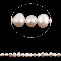 Barock kultivierten Süßwassersee Perlen, Natürliche kultivierte Süßwasserperlen, natürlich, weiß, 7-8mm, Bohrung:ca. 0.8mm, verkauft per ca. 15.7 ZollInch Strang