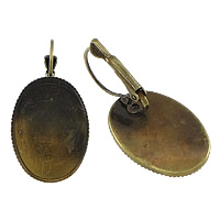 Messing Hebel Rückseiten Ohrring Komponente, flachoval, antike Bronzefarbe plattiert, frei von Nickel, Blei & Kadmium, 19x37x1mm, Innendurchmesser:ca. 18.5x25mm, 50PCs/Menge, verkauft von Menge