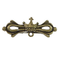 Brass Brooch Findings, Crown, antique bronze color plated, with loop, nickel, lead & cadmium free, 39x15x4mm, Hole:Approx 2mm, 50PCs/Lot, Sold By Lot