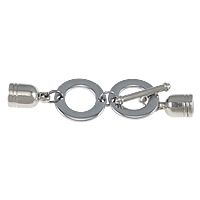 Tibetan Style Toggle Clasp, platinum color plated, with end cap, nickel, lead & cadmium free, 84mm, 17x11mm, 26.5x5x4mm, 23x23x2.5mm, 20Sets/Lot, Sold By Lot