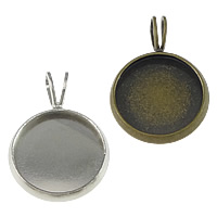 Brass Pendant Findings, Flat Round, plated, more colors for choice, nickel, lead & cadmium free, 14x20x2mm, Hole:Approx 2x3.5mm, Inner Diameter:Approx 12mm, 100PCs/Lot, Sold By Lot