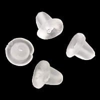 Gummi Barrel Bullet Style Ear Mutter, vit, 4x5mm, Hål:Ca 0.7mm, 10000PC/Bag, Säljs av Bag