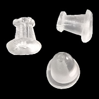 Gummi Barrel Bullet Style Ear Mutter, vit, 5x5mm, Hål:Ca 0.7mm, 10000PC/Bag, Säljs av Bag