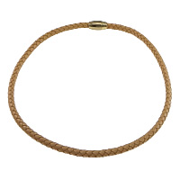 Cowhide Necklace Cord, Tibetan Style magnetic clasp, gold color plated, coffee color, nickel, lead & cadmium free, 6mm, 18x10mm, Length:Approx 19 Inch, 10Strands/Lot, Sold By Lot