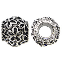 Tibetan Style European Beads, Drum, antique silver color plated, without troll, nickel, lead & cadmium free, 8x10mm, Hole:Approx 4.5mm, 100PCs/Lot, Sold By Lot