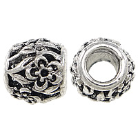 Tibetan Style European Beads, Drum, antique silver color plated, without troll, nickel, lead & cadmium free, 8x8mm, Hole:Approx 4.5mm, 100PCs/Lot, Sold By Lot