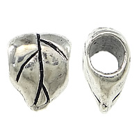 Tibetan Style European Beads, Leaf, antique silver color plated, without troll, nickel, lead & cadmium free, 10x12x6mm, Hole:Approx 5mm, 100PCs/Lot, Sold By Lot