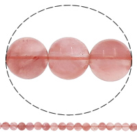 Kirsche Quarz Perle, rund, natürlich, verschiedene Größen vorhanden, Bohrung:ca. 1mm, Länge:ca. 15 ZollInch, verkauft von Tasche
