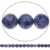 Бусины из камня с синим пятном, голубой с белыми пятнышками, Круглая, натуральный, разный размер для выбора, отверстие:Приблизительно 1mm, длина:Приблизительно 15.7 дюймовый, продается сумка