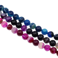 Natürliche Streifen Achat Perlen, rund, verschiedene Größen vorhanden, keine, Bohrung:ca. 1mm, Länge:ca. 15 ZollInch