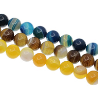 Natürliche Streifen Achat Perlen, rund, verschiedene Größen vorhanden, keine, Bohrung:ca. 1mm, Länge:ca. 15.7 ZollInch, verkauft von Tasche