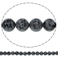 Schneeflocke Obsidian, rund, natürlich, verschiedene Größen vorhanden, Bohrung:ca. 1mm, Länge ca. 15.7 ZollInch, verkauft von Tasche