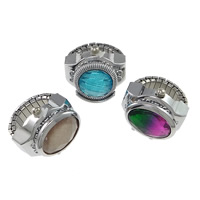 Zink Alloy Finger Ring Watch, med Glas, platina pläterad, justerbar & fasetterad & blandad, nickel, bly och kadmium gratis, 23mm, Storlek:4, 5PC/Lot, Säljs av Lot