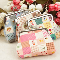 Coin Purse, Cotton, with Iron, platinum color plated, mixed, 90x80mm, 40PCs/Bag, Sold By Bag