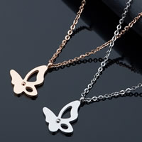 Titanium Steel Necklace, Butterfly, plated, oval chain, more colors for choice, 14.50x19mm, Sold Per Approx 17.7 Inch Strand
