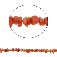 Edelstein-Span, Natürliche Koralle, Klumpen, rote Orange, 5-8mm, Bohrung:ca. 0.8mm, ca. 260PCs/Strang, verkauft per ca. 33 ZollInch Strang